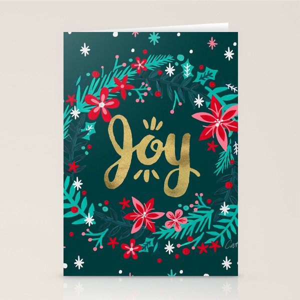 Joy Wreath - Teal Stationery Card Gallery Image 1