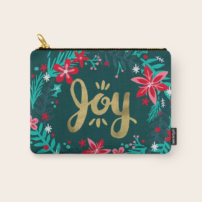 Joy Wreath - Teal Carry All Pouch Gallery Image 1