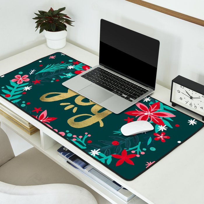 Joy Wreath - Teal Desk Mat Gallery Image 2