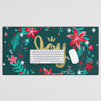 Joy Wreath - Teal Desk Mat Gallery Image 1