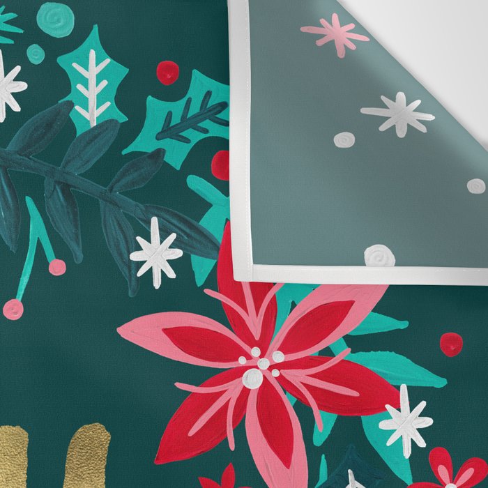 Joy Wreath - Teal Wall Tapestry Gallery Image 3