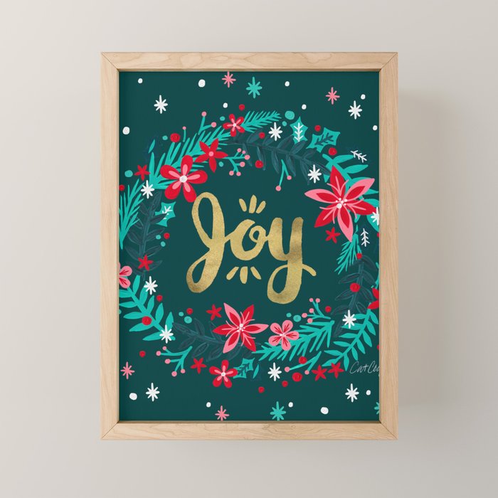 Joy Wreath - Teal Mini Art Print Gallery Image 1