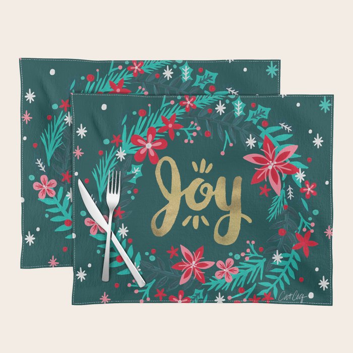 Joy Wreath - Teal Placemat Gallery Image 1