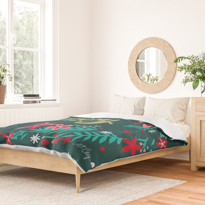 Joy Wreath - Teal Duvet Cover Gallery Image 2