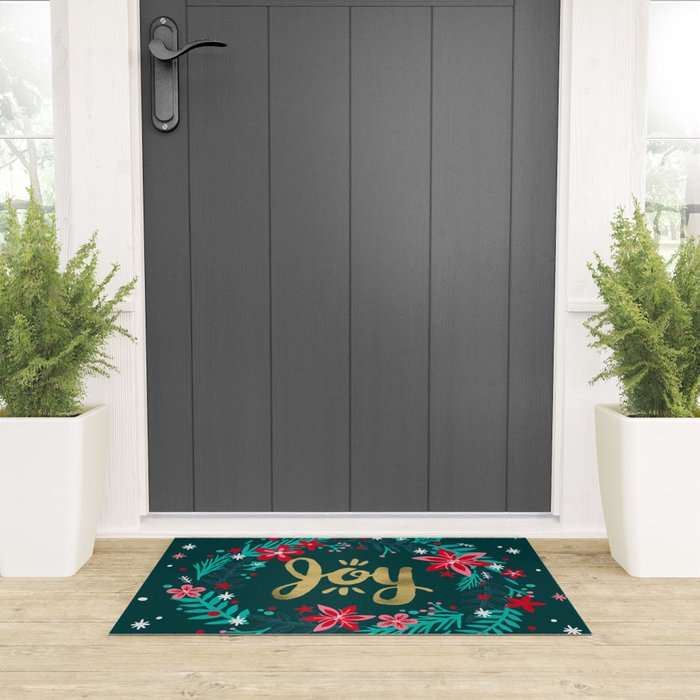 Joy Wreath - Teal Welcome Mat Gallery Image 3