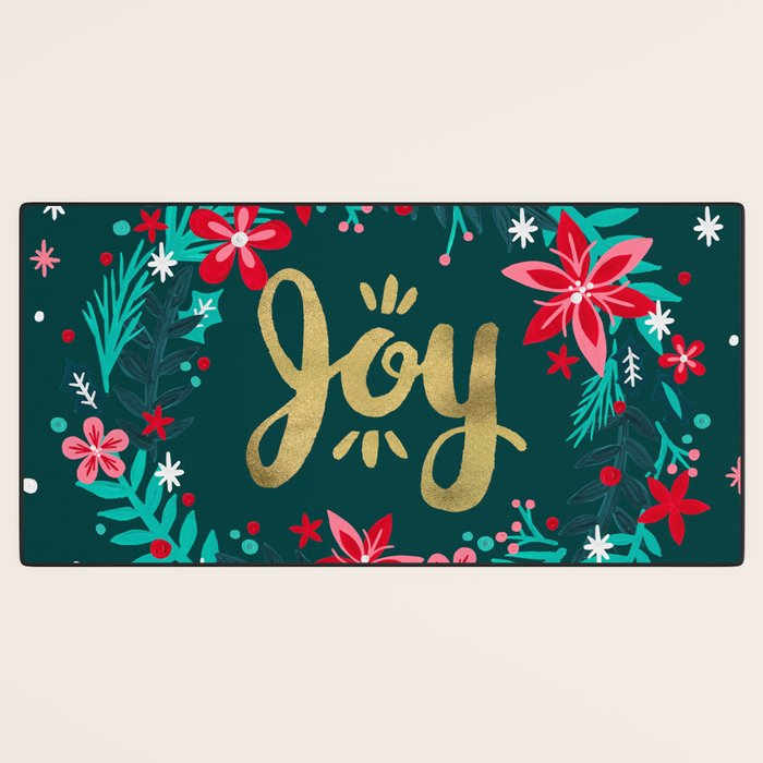 Joy Wreath - Teal Desk Mat Gallery Image 3