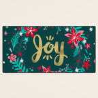 Joy Wreath - Teal Desk Mat Gallery Image 3