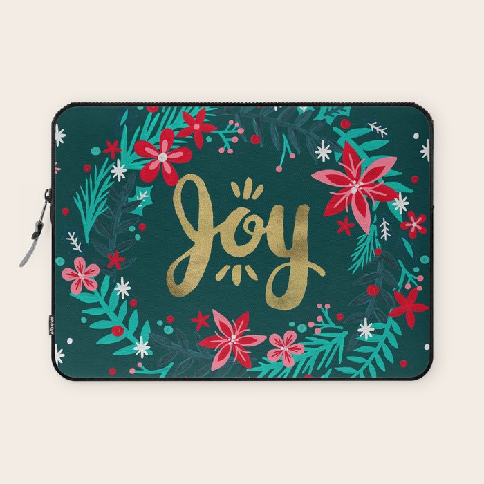Joy Wreath - Teal Laptop Sleeve Gallery Image 1