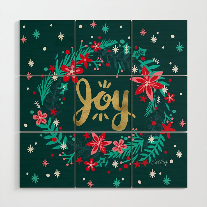 Joy Wreath - Teal Wood Wall Art Gallery Image 1
