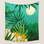 Exotic Garden Nightscape Tropics Wall Tapestry Gallery Image 4