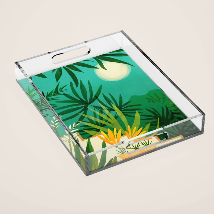 Exotic Garden Nightscape Tropics Acrylic Tray Gallery Image 1