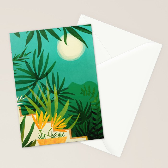Exotic Garden Nightscape Tropics Stationery Card Gallery Image 2