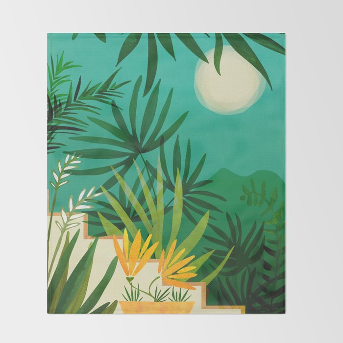 Exotic Garden Nightscape Tropics Throw Blanket Gallery Image 2