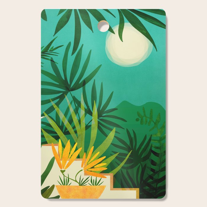Exotic Garden Nightscape Tropics Cutting Board Gallery Image 1