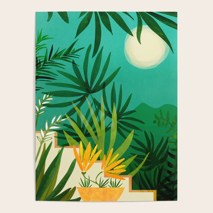 Exotic Garden Nightscape Tropics Poster Gallery Image 4