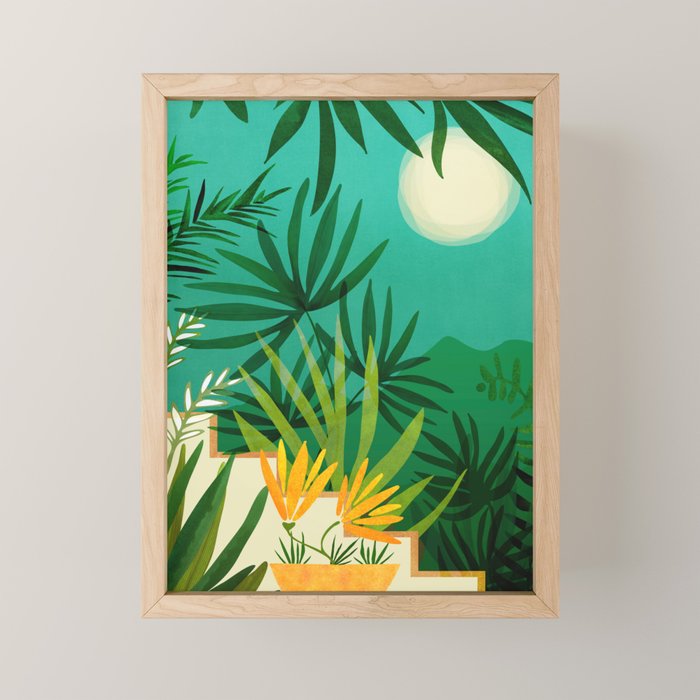 Exotic Garden Nightscape Tropics Mini Art Print Gallery Image 1
