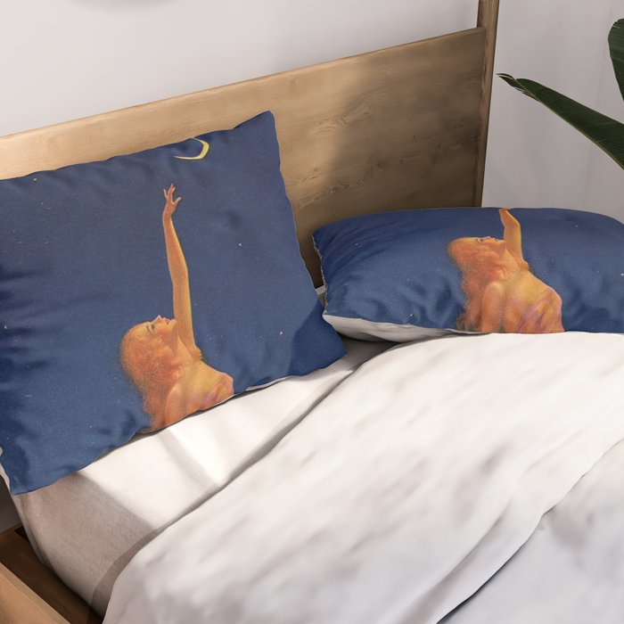 Reaching for the moon female portrait painting by Edward Mason Eggleston Pillow Sham Gallery Image 2