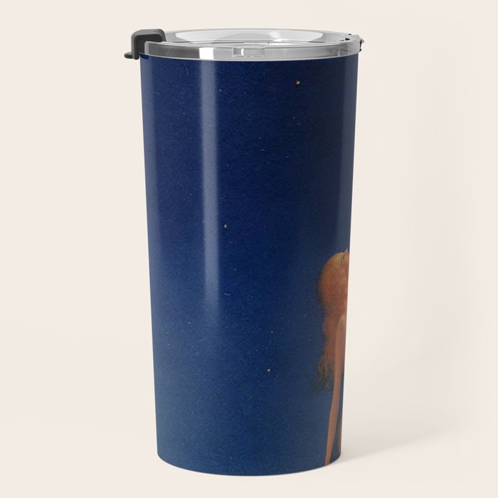 Reaching for the moon female portrait painting by Edward Mason Eggleston Travel Mug Gallery Image 3