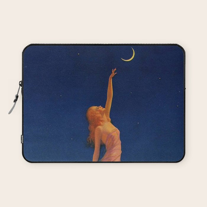 Reaching for the moon female portrait painting by Edward Mason Eggleston Laptop Sleeve Gallery Image 1