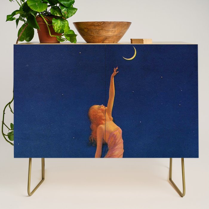 Reaching for the moon female portrait painting by Edward Mason Eggleston Credenza Gallery Image 1
