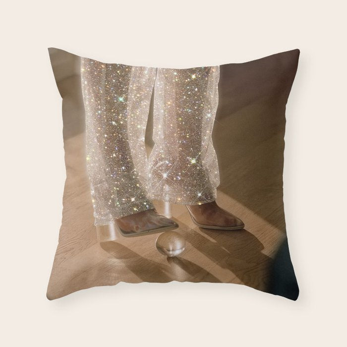 THE GAME - digital artwork by Yana Potter, 70s and 60s aesthetic , vintage feeling , disco vibes Throw Pillow Gallery Image 6