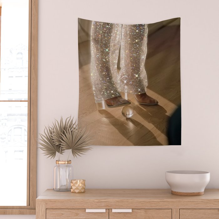 THE GAME - digital artwork by Yana Potter, 70s and 60s aesthetic , vintage feeling , disco vibes Wall Tapestry Gallery Image 2