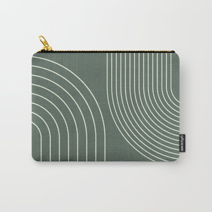 Geometric Lines in Sage Green 5 (Rainbow Abstraction) Carry All Pouch Gallery Image 1