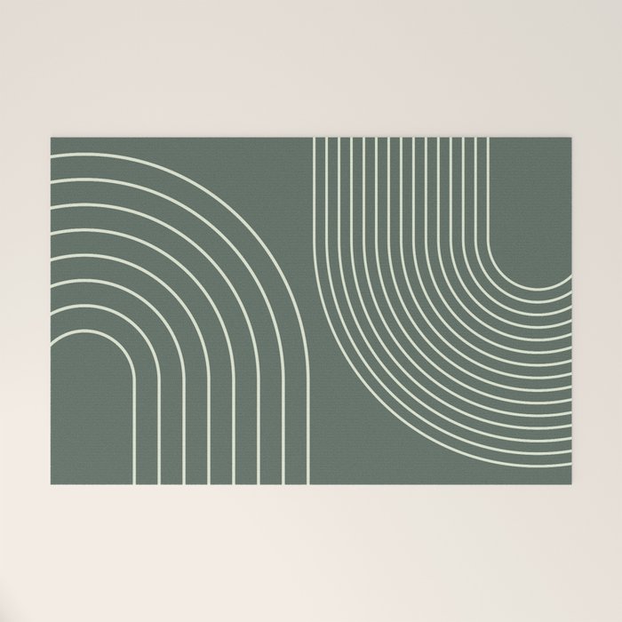 Geometric Lines in Sage Green 5 (Rainbow Abstraction) Welcome Mat Gallery Image 1