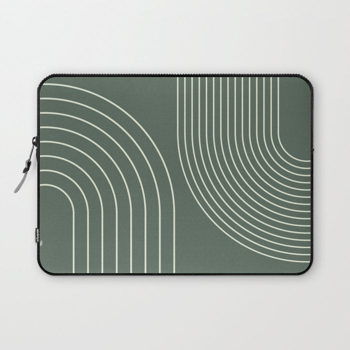 Geometric Lines in Sage Green 5 (Rainbow Abstraction) Laptop Sleeve Gallery Image 1