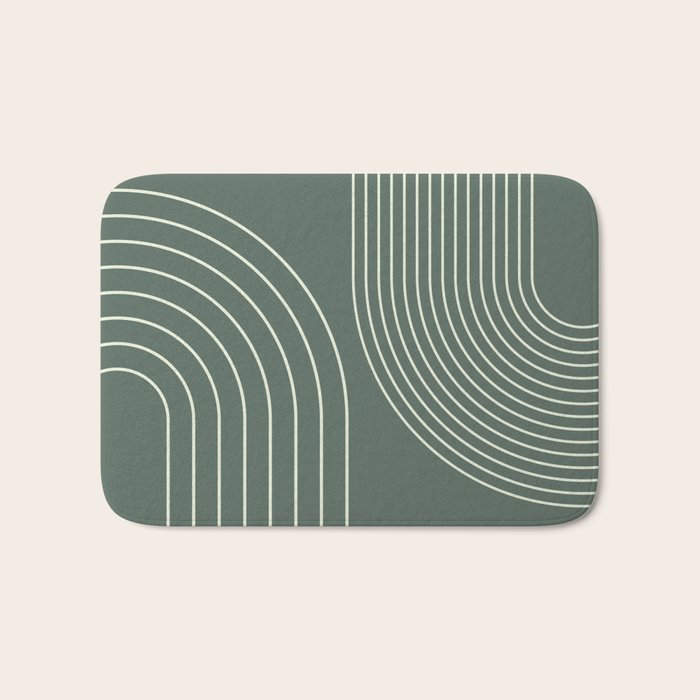Geometric Lines in Sage Green 5 (Rainbow Abstraction) Bath Mat Gallery Image 1