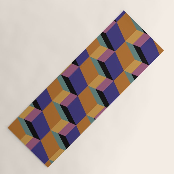 Cuboid Geometric Abstract Shapes Pattern XX Yoga Mat Gallery Image 1