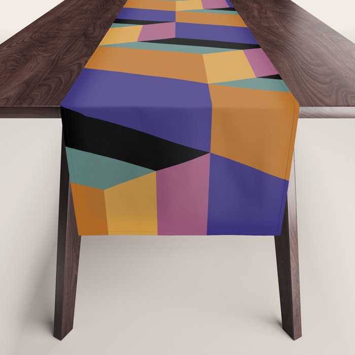 Cuboid Geometric Abstract Shapes Pattern XX Table Runner Gallery Image 1