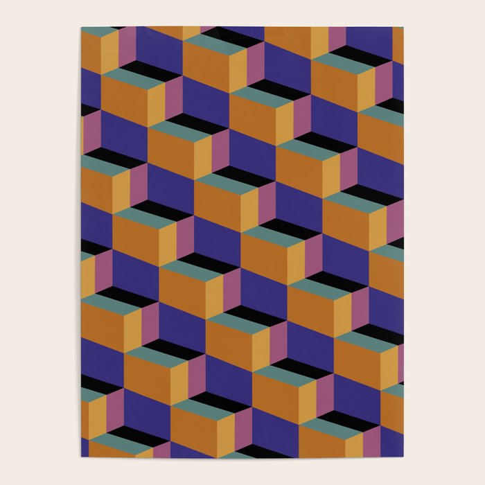 Cuboid Geometric Abstract Shapes Pattern XX Poster Gallery Image 4