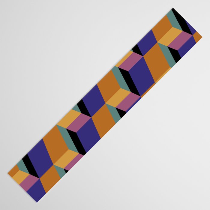 Cuboid Geometric Abstract Shapes Pattern XX Table Runner Gallery Image 3