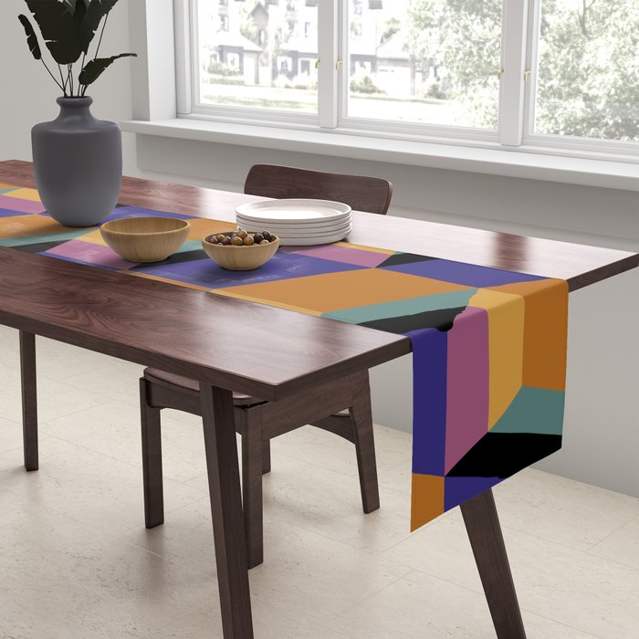 Cuboid Geometric Abstract Shapes Pattern XX Table Runner Gallery Image 2