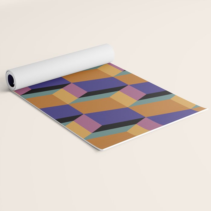 Cuboid Geometric Abstract Shapes Pattern XX Yoga Mat Gallery Image 2