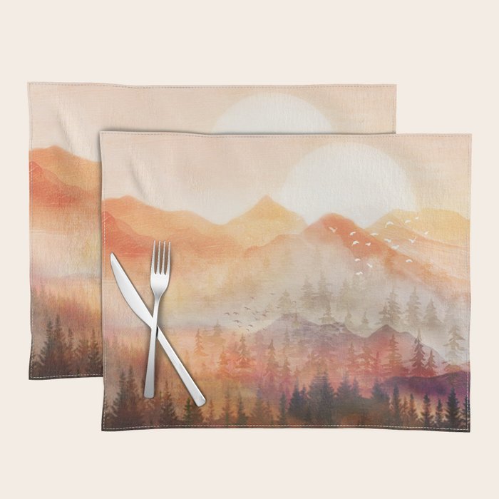 Forest Shrouded in Morning Mist Placemat Gallery Image 1