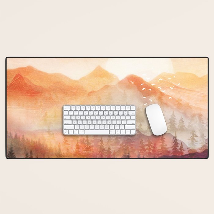 Forest Shrouded in Morning Mist Desk Mat Gallery Image 1