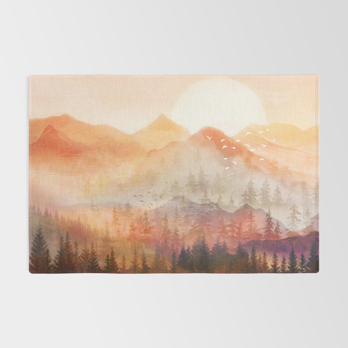 Forest Shrouded in Morning Mist Rug Gallery Image 2