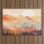 Forest Shrouded in Morning Mist Outdoor Rug Gallery Image 1