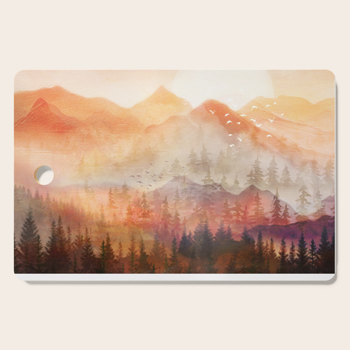 Forest Shrouded in Morning Mist Cutting Board Gallery Image 1