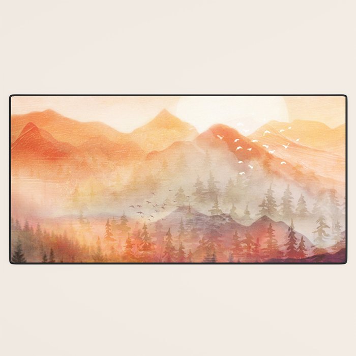 Forest Shrouded in Morning Mist Desk Mat Gallery Image 3