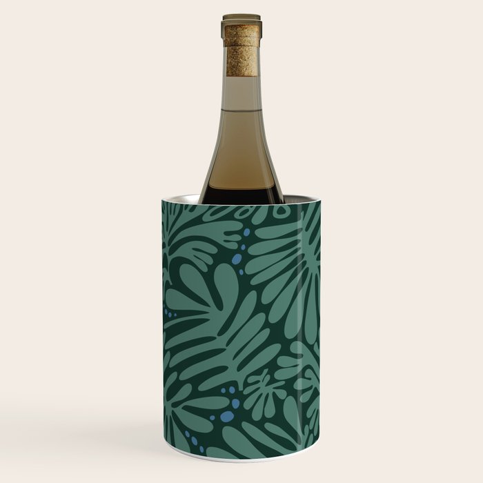 Minimalistic Matisse leaves dark sage green Wine Chiller Gallery Image 1