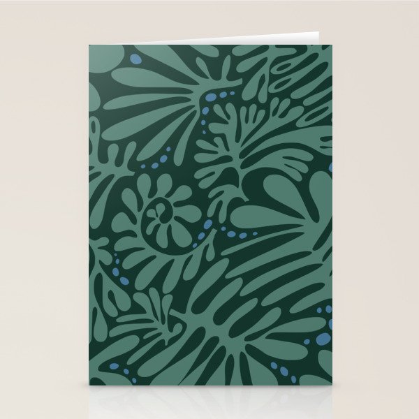 Minimalistic Matisse leaves dark sage green Stationery Card Gallery Image 2