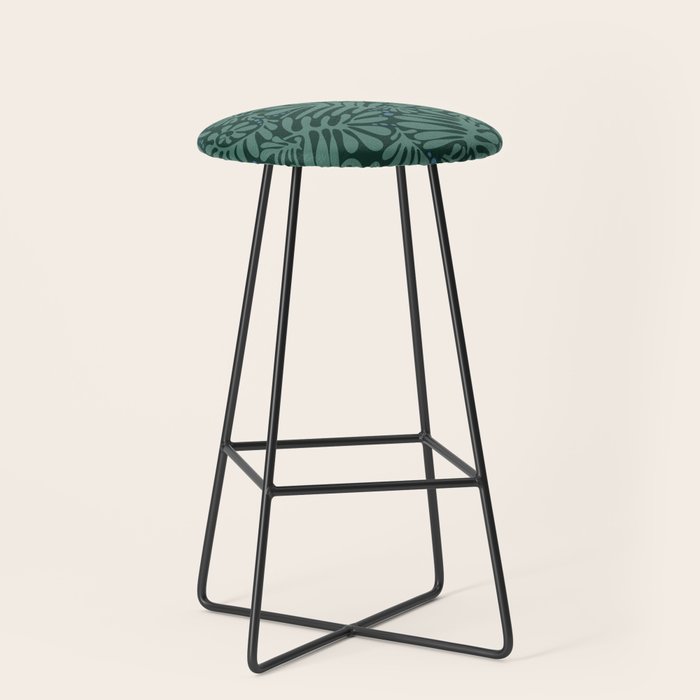 Minimalistic Matisse leaves dark sage green Stool Gallery Image 1