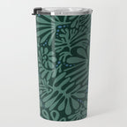 Minimalistic Matisse leaves dark sage green Travel Mug Gallery Image 3