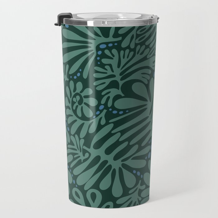 Minimalistic Matisse leaves dark sage green Travel Mug Gallery Image 3