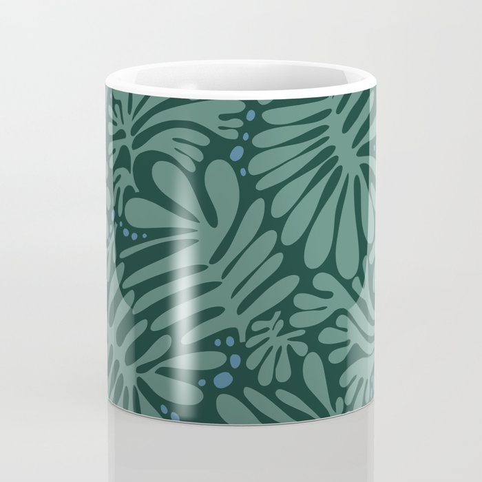 Minimalistic Matisse leaves dark sage green Coffee Mug Gallery Image 4