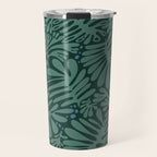 Minimalistic Matisse leaves dark sage green Travel Mug Gallery Image 1