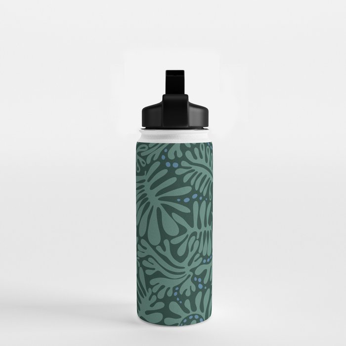 Minimalistic Matisse leaves dark sage green Water Bottle Gallery Image 2
